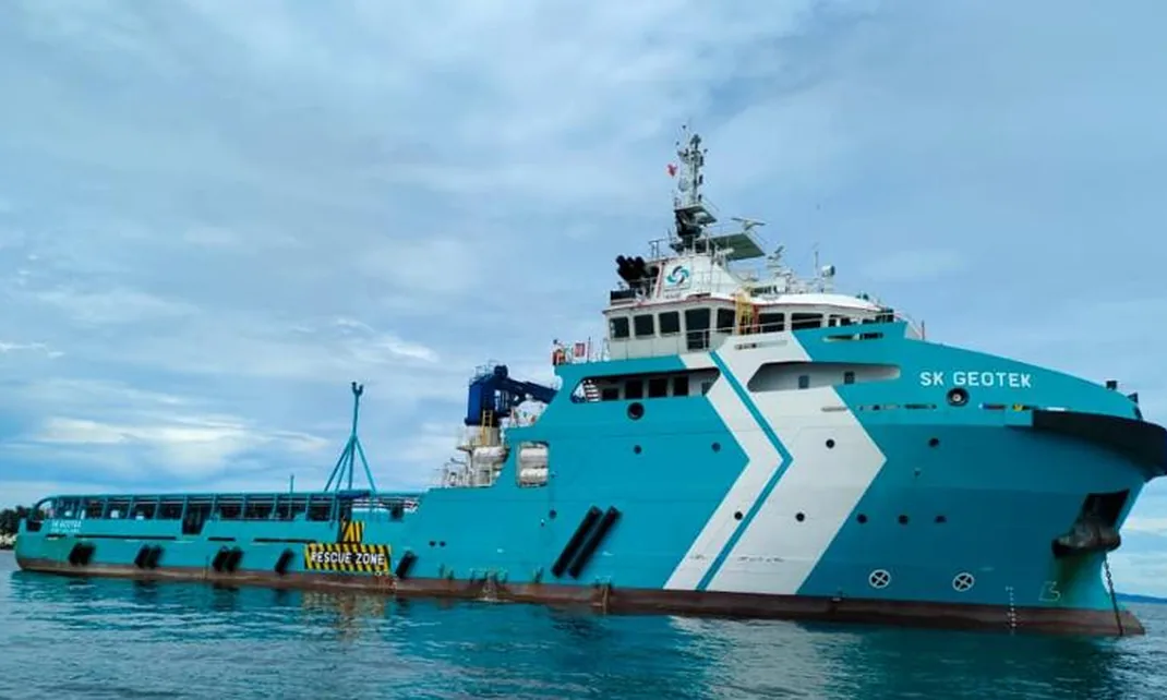 The offshore support vessel SK GEOTEK at sea
